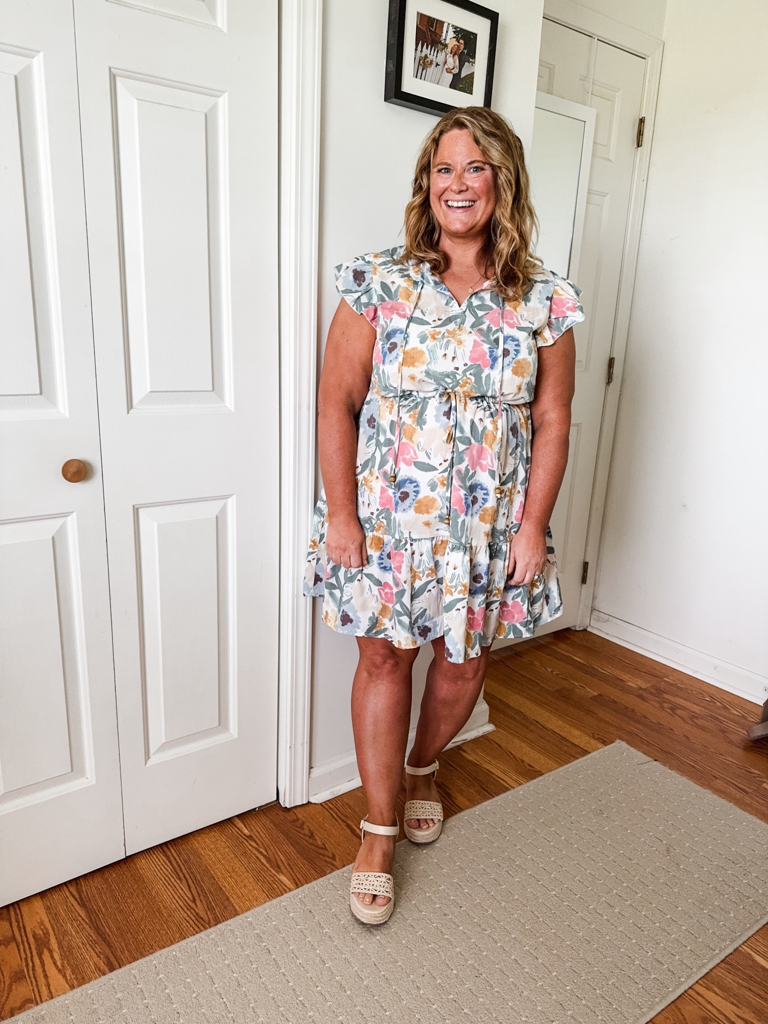 I love the print in this dress! Wearing a large  

#LTKFindsUnder50 #LTKSeasonal #LTKMidsize