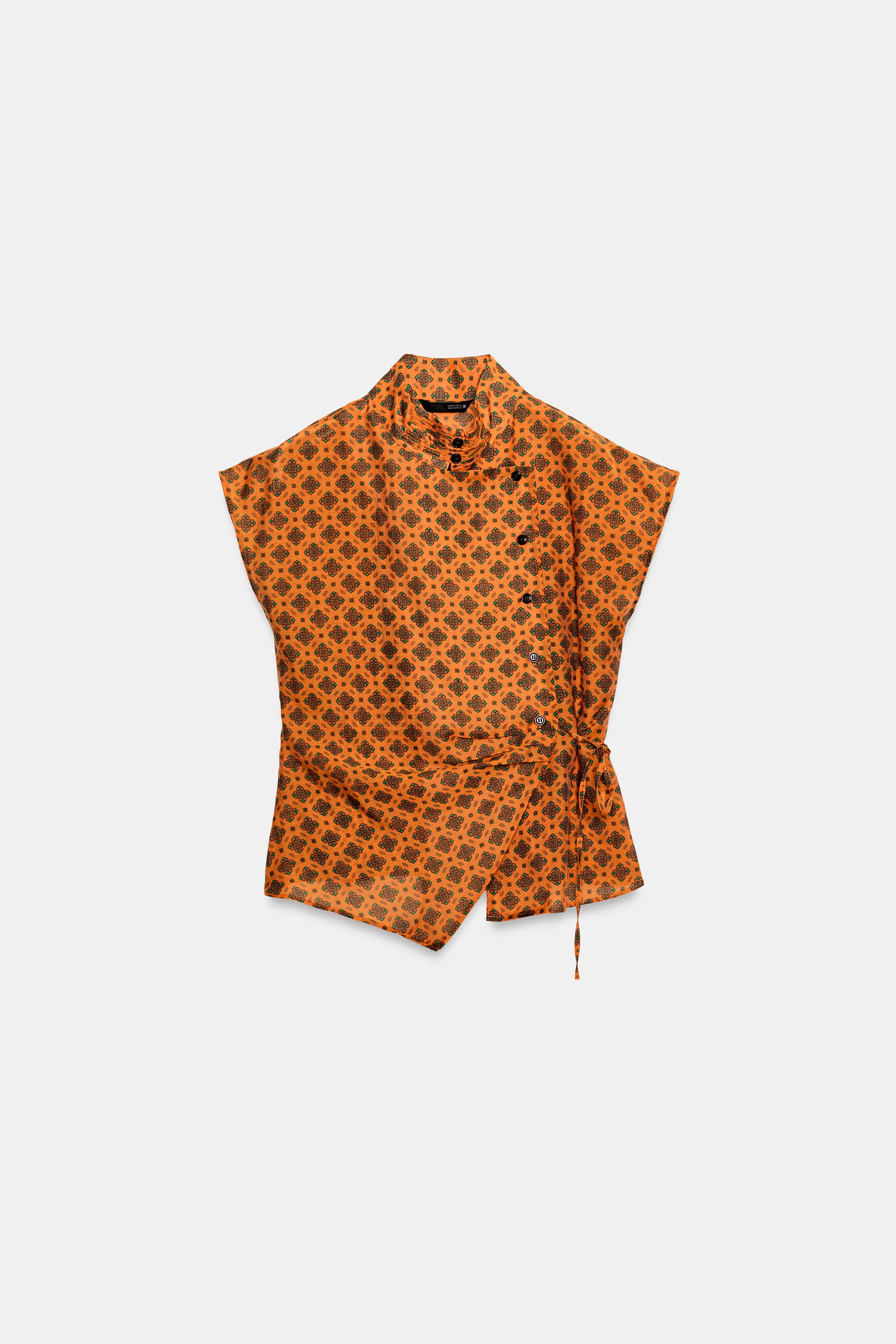 Zara - Printed Wrap Blouse - Multicolored - L - Woman | Zara US