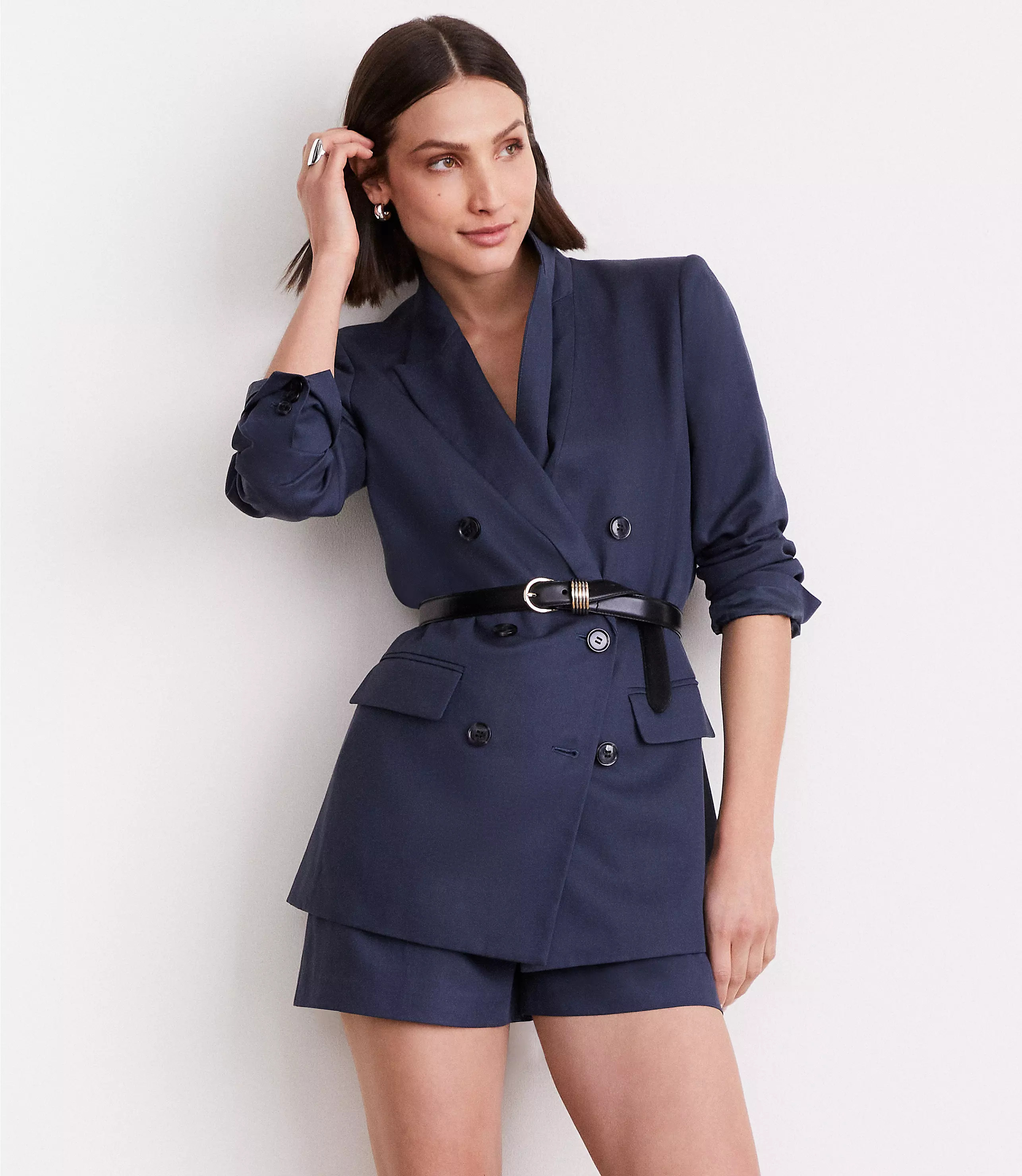 LOFT Versa Pure Spun Double Breasted Blazer | LOFT