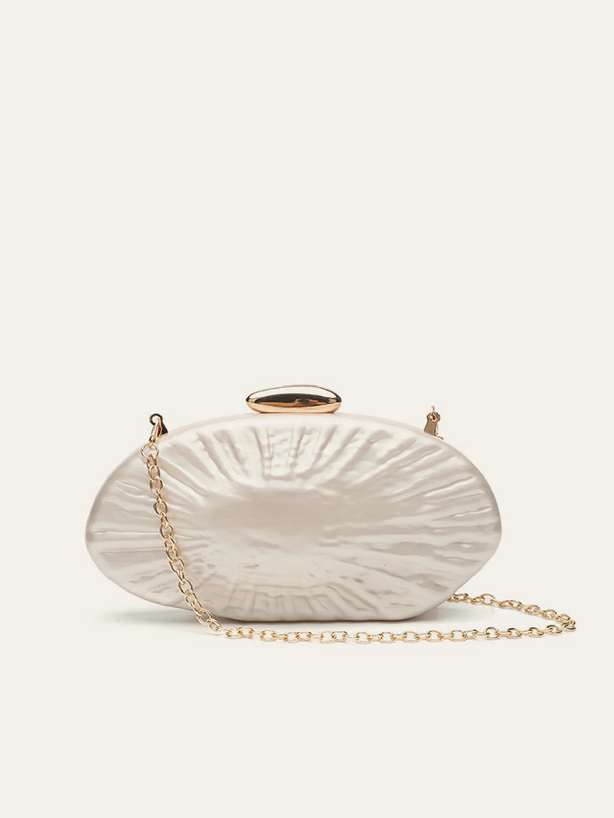 Pearl Texture Clutch With Gold Chain | Commense