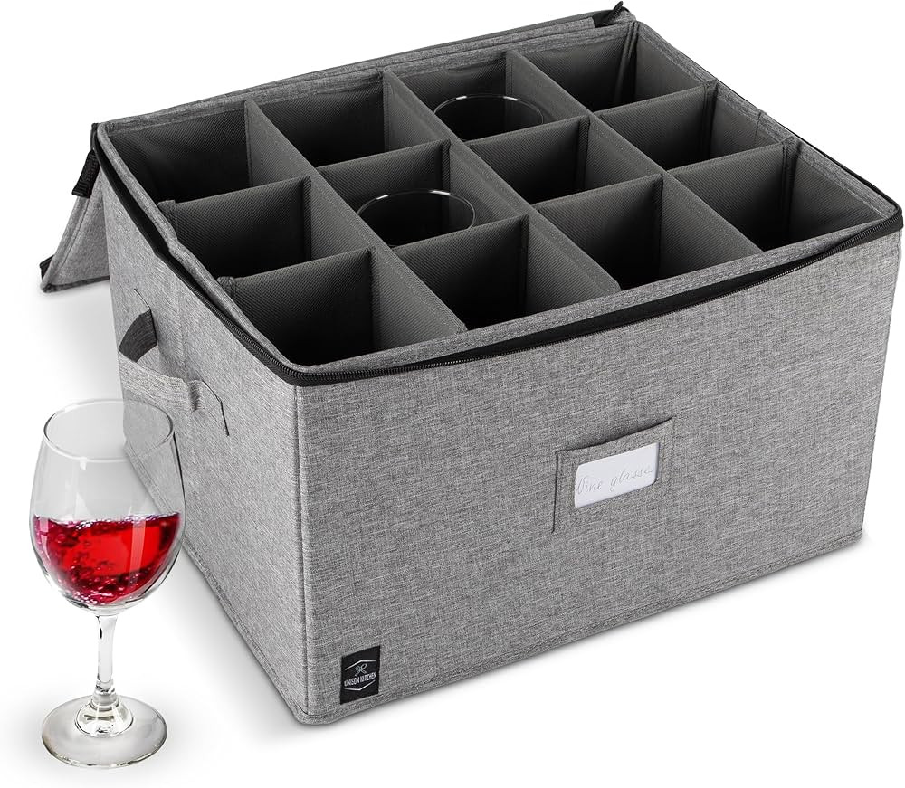 Unison Kitchen Wine Glass Storage Box with 12 Grids - China Storage Container - Stemware Storage ... | Amazon (US)