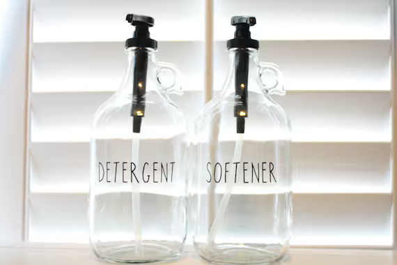 Set of 2 Farmhouse 1/2 Gallon Glass Jugs for Laundry Room with pump top | Etsy (US)