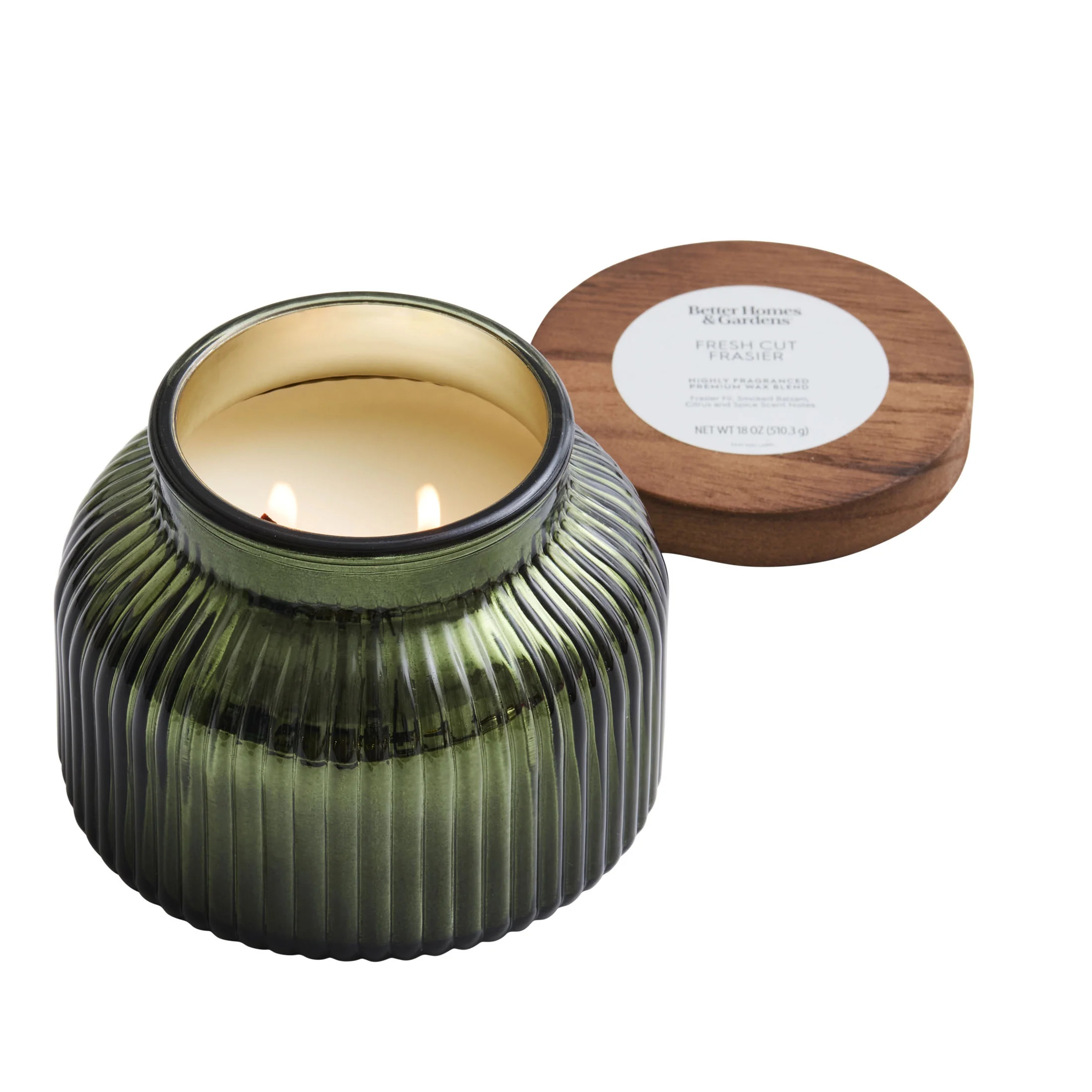 Better Homes & Gardens Fresh Cut Frasier Scented 2 Cotton Wicks Ribbed Mercury Glass Jar Candle w... | Walmart (US)