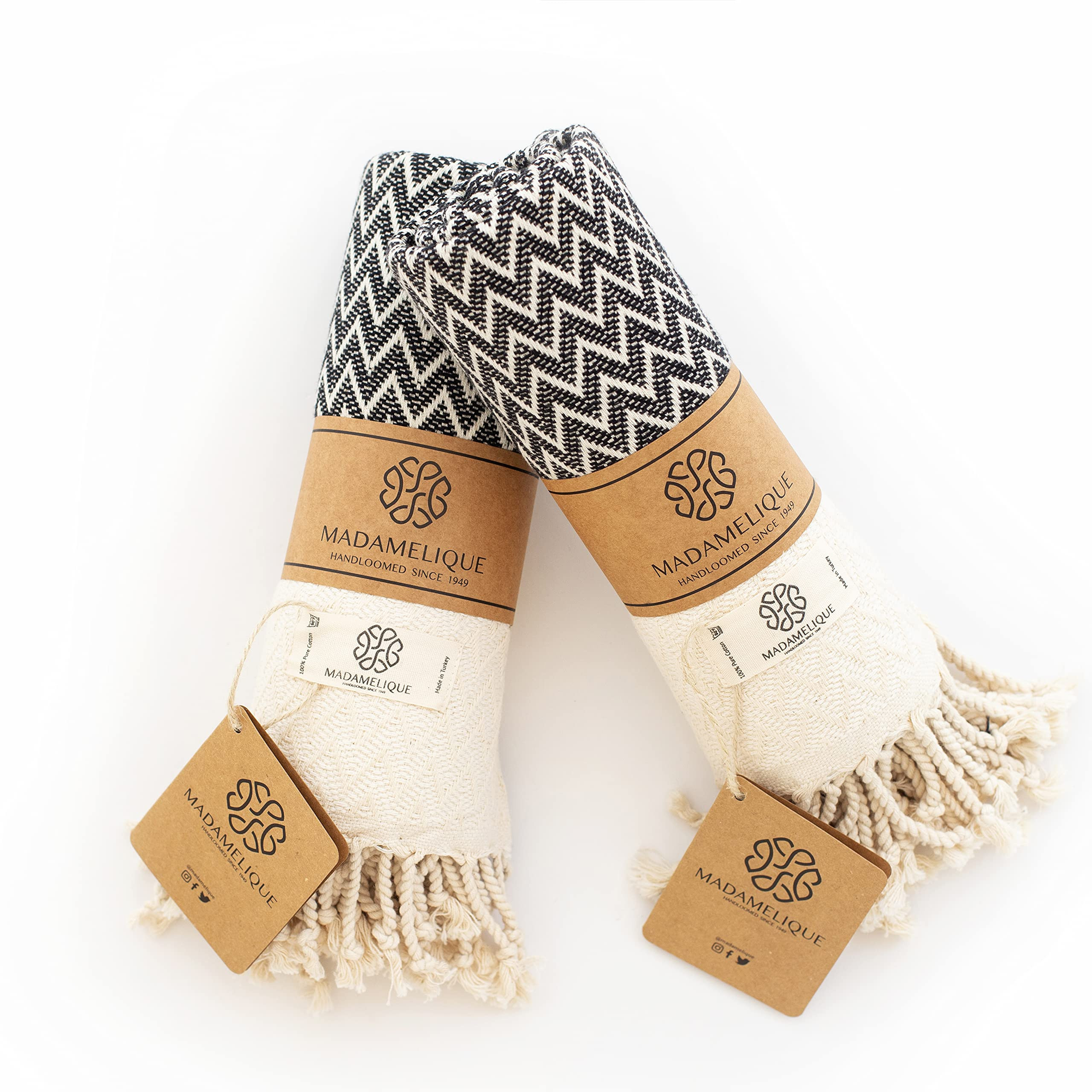 Madamelique Exclusive Hand Towels Set of 2-18 x 40 Inches - Decorative Bathroom Peshtemal Towel f... | Amazon (US)