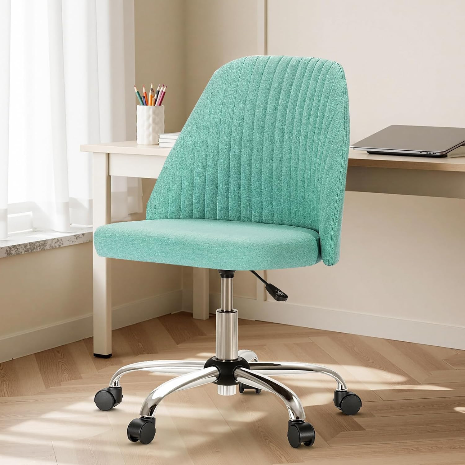 DUMOS Office Chair, Comfy Desk Chair Rolling Vanity Swivel Task Chairs with Wheels, Wide Seating ... | Amazon (US)