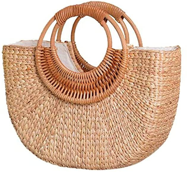 Women Girl Tote Bag Straw Hobo Handbag Fashion Woven Top Handle Bag Shoulder Bag Beach Purse Moon... | Amazon (US)