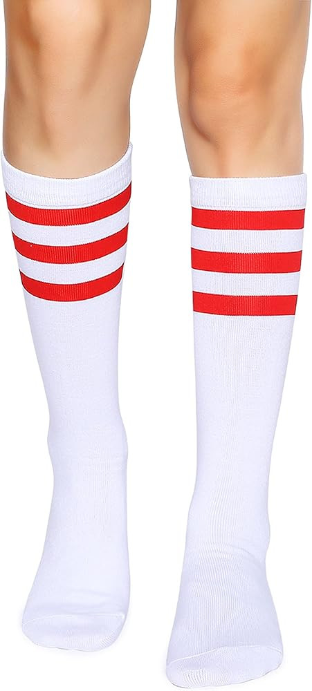 Henwarry Over the Calf Tube Socks Classic Triple Stripes Cotton Retro Athletic Socks for Men and ... | Amazon (US)