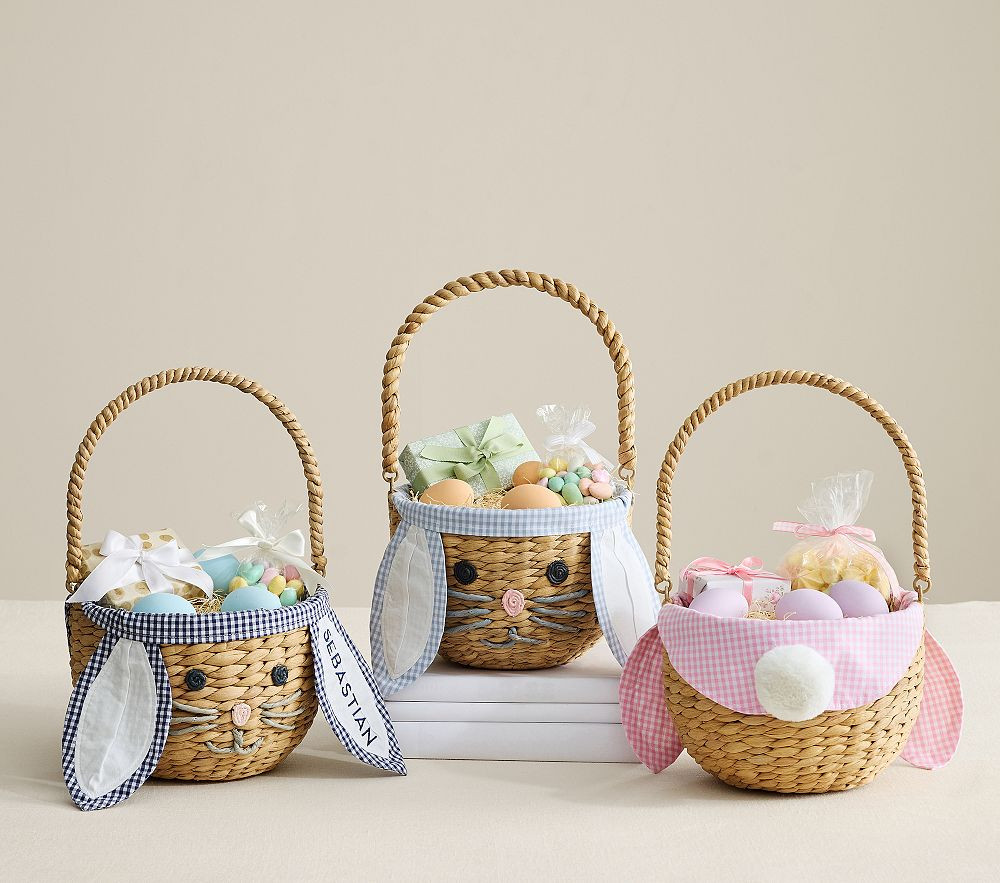 Seagrass Bunny Face Basket & Liner | Pottery Barn Kids