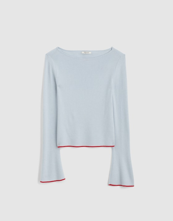 Flared-Sleeve Boatneck Sweater in Merino Wool-Silk Blend | Madewell