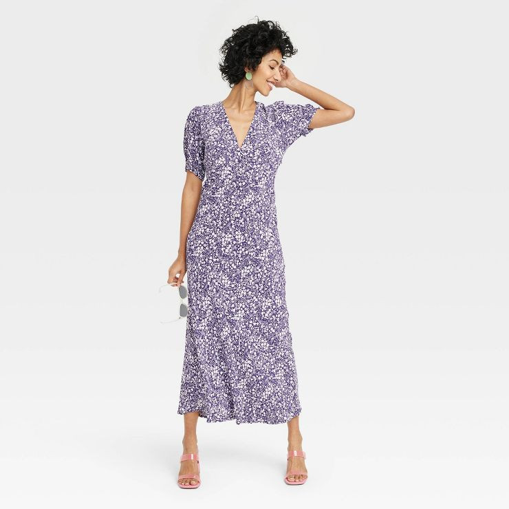 Women's Crepe Puff Short Sleeve Dress - A New Day™ | Target