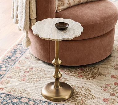 Flower Marble Accent Table (14.5") | Pottery Barn (US)