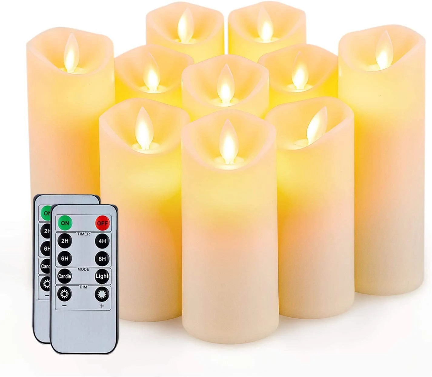 Merrynights 10PCS Flickering Flameless Pillar Candles, Battery Operqted LED Candles with Timer an... | Walmart (US)
