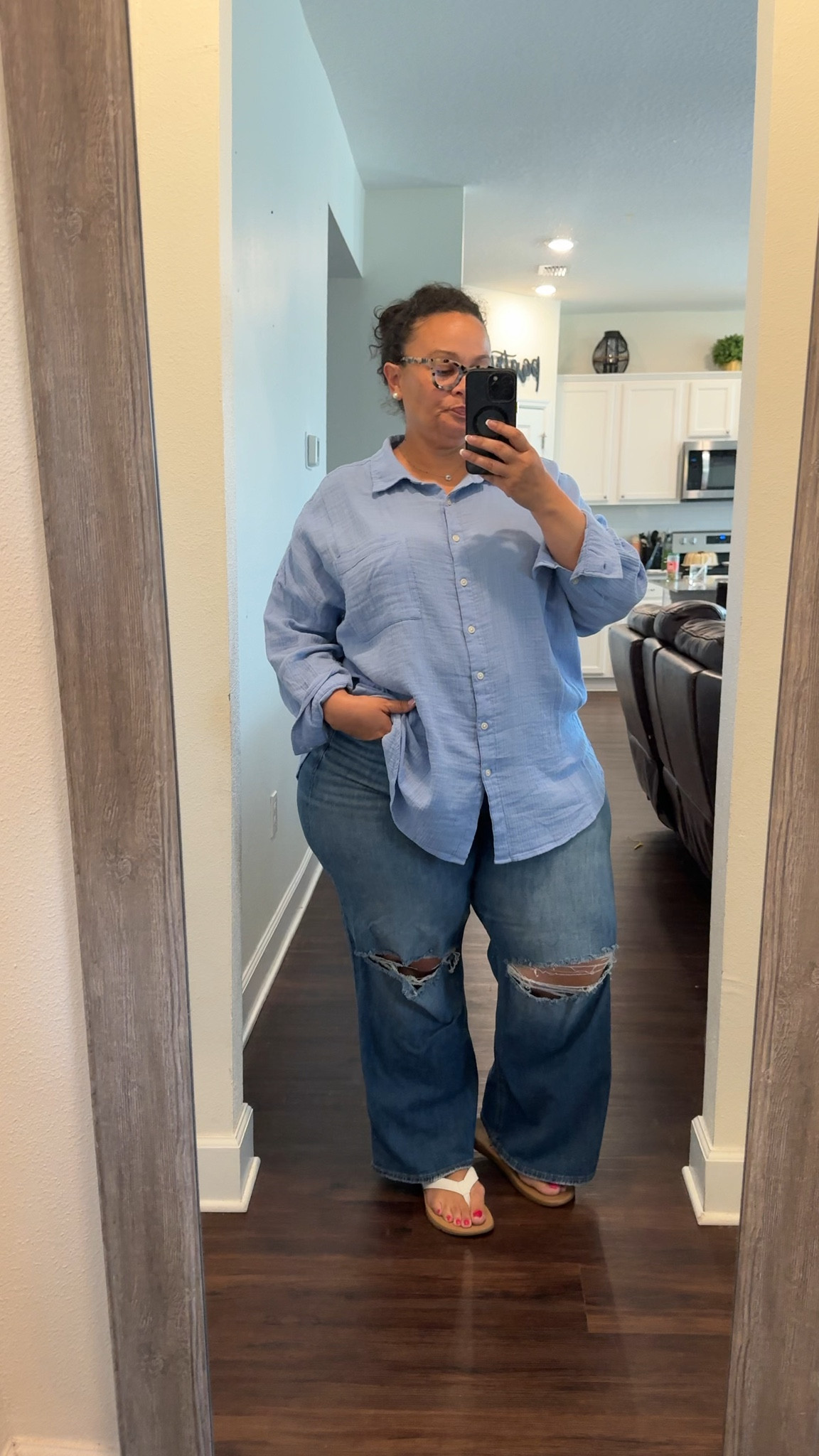 Oversize shirt me please! I sized up to a 3X. 

#LTKootd #LTKPlusSize #LTKOver40