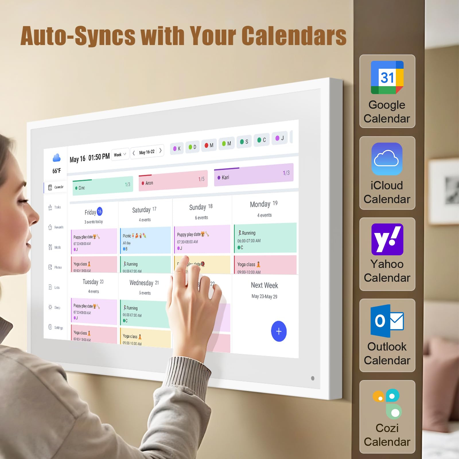 Smart Digital Calendar: 21.5-Inch Electronic Wall Calendars & Chore Chart, Full HD Interactive To... | Amazon (US)