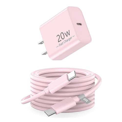 Pink iPhone Charger Fast Charging, 20w USB-C Power Adapter Cable 6ft, Type-C to C Charging Cord for iPhone 16 Pro Max 15 Plus 16e 17 Air 17E, iPad Air Pro, Galaxy S25 Z Flip 7/6/5/4/3/Z Fold/A16/A54 | Amazon (US)
