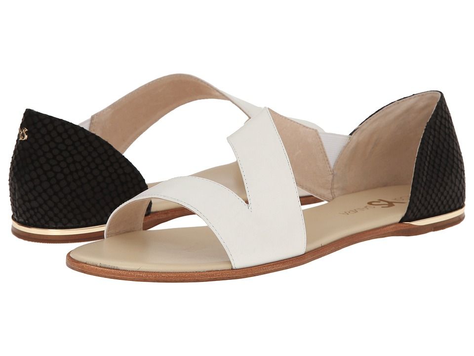 Yosi Samra - Casey Crossover Leather Sandal (White/Black) Women's Sandals | Zappos