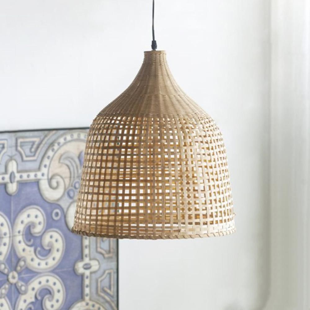 Magic Home 1-Light Yellow Bamboo Cage Pendant | The Home Depot