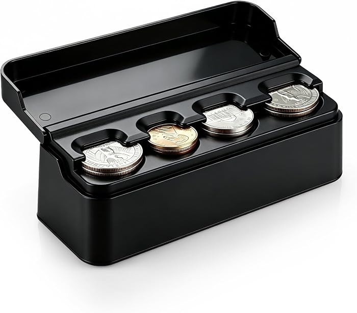 Coin Holder for Car, Coin Change Organizer Compatible with Coins of Different Sizes, Dash-Mounted... | Amazon (US)