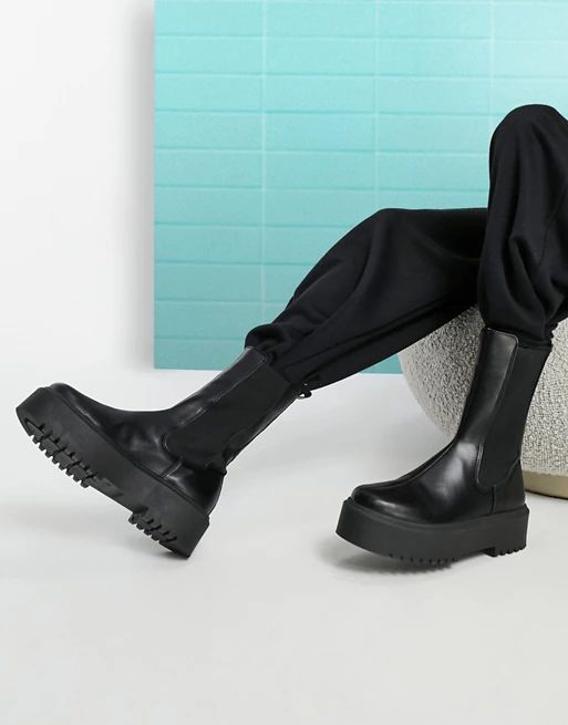 ASOS DESIGN Alana chunky chelsea boots in black | ASOS (Global)