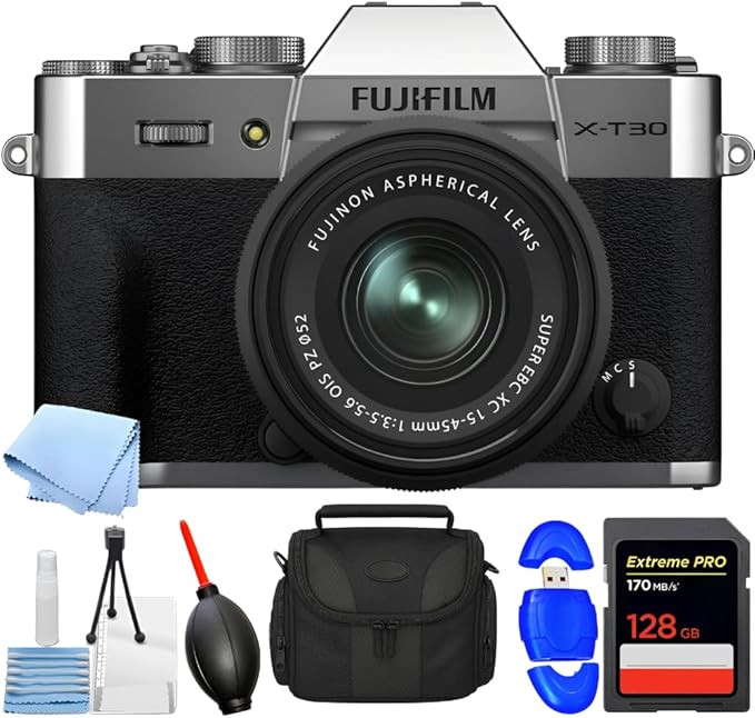 SSE FUJIFILM X-T30 II Mirrorless Camera with XC 15-45mm OIS PZ Lens Silver, Medium Gadget Bag/Cas... | Amazon (US)