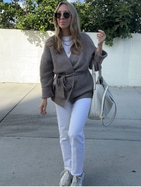 Cardigan and white jeans outfit for spring 

#LTKsalealert #LTKfindsunder100 #LTKover40