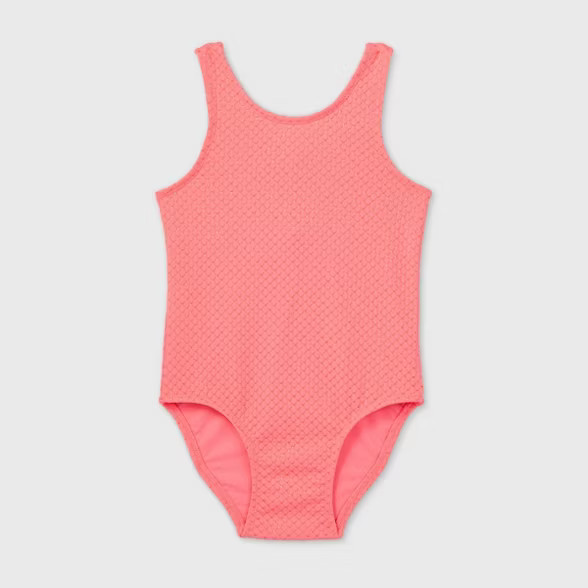 Toddler Girls' Textured Jacquard One Piece Swimsuit - Cat & Jack™ Pink | Target