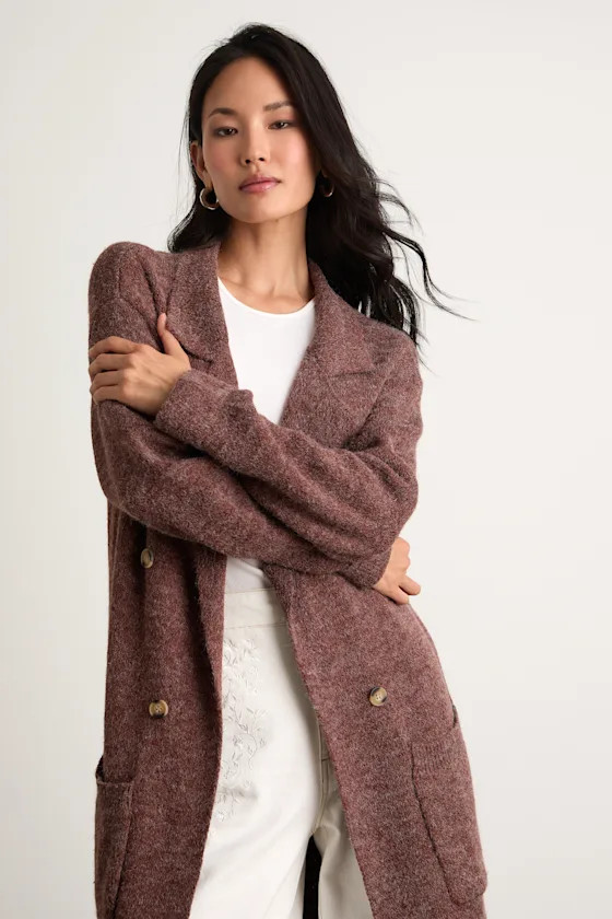 Cuddle Club Brown Marled Long Sleeve Coatigan | Lulus