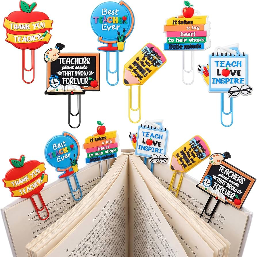 Zomiboo 6 Pcs Teacher Bookmark Gifts - Cute Teachers Paper Clips Bookmarks, Small Thank You Gifts... | Amazon (US)