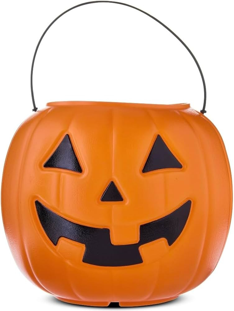 Halloween Pumpkin Treat Pail, Orange, 8", Trick or Treat, Decoration (Orange) | Amazon (US)