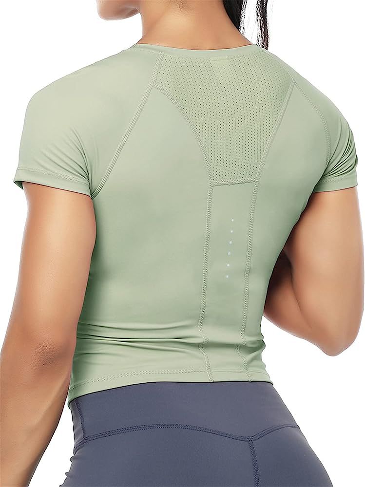 Workout Crop Tops for Women Short/Long Sleeve Workout Shirts for Running Gym Yoga Athletic Exercise | Amazon (US)