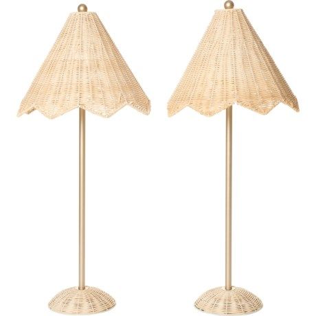 Lillian August Scalloped Rattan Floor Lamps - Set of 2 | Sierra