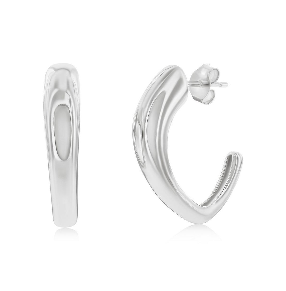 Sterling Silver, Irregular Shaped Hoop Earrings - Silver | Macy's
