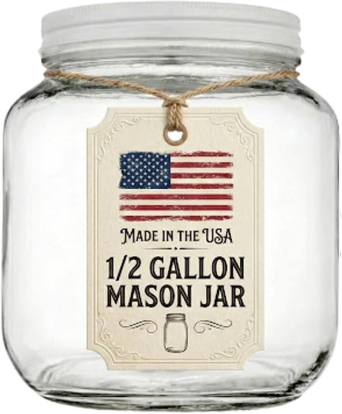 4 Pack - 64 oz Mason Jars Wide Mouth - 1/2 Gallon Glass Jar with Lid - Large Mason Jar for Cannin... | Amazon (US)