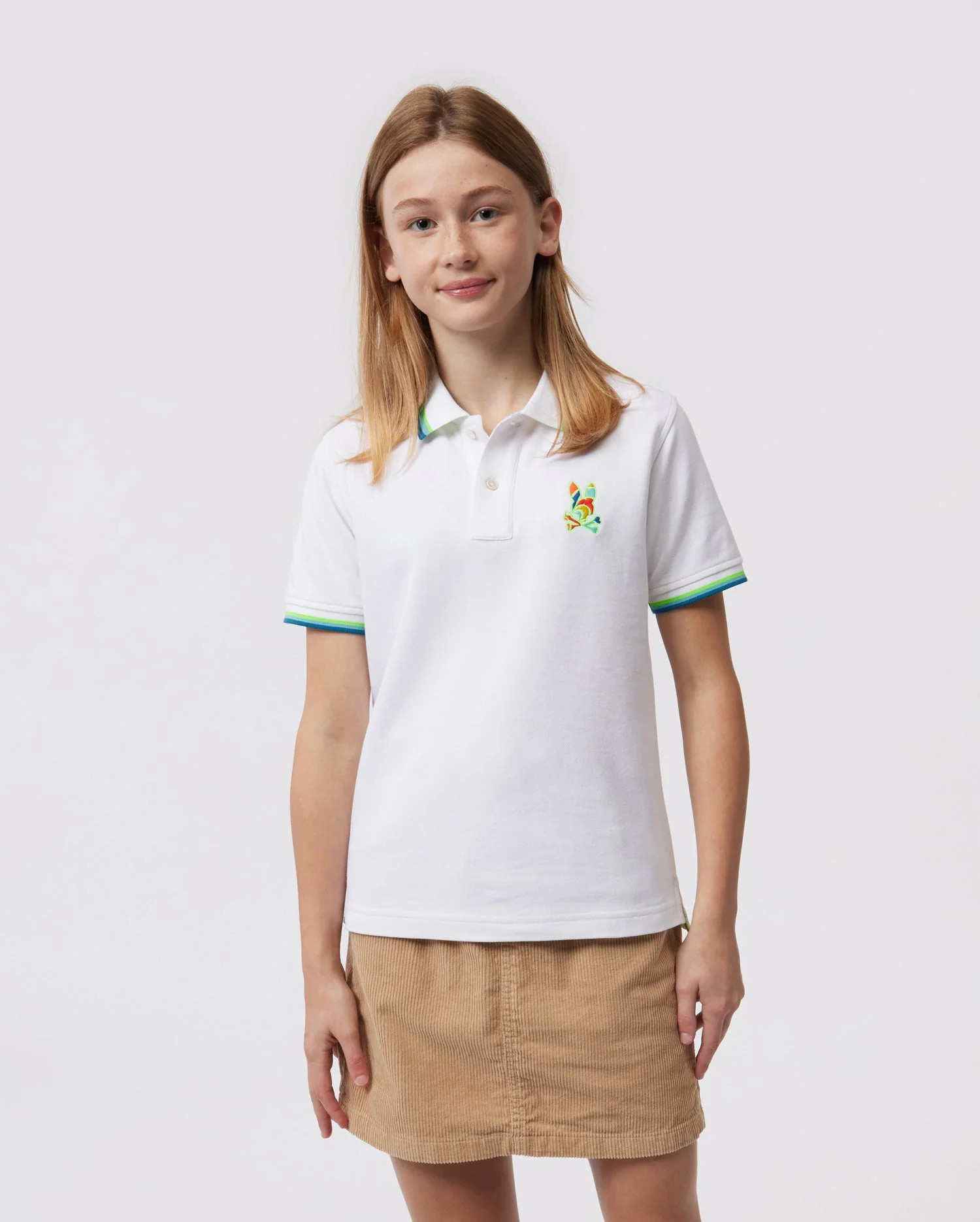KIDS HILSBORO SHORT SLEEVE COLLAR STRIPE WHITE POLO SHIRT - B0K104W1PC | PSYCHO BUNNY | Psycho Bunny