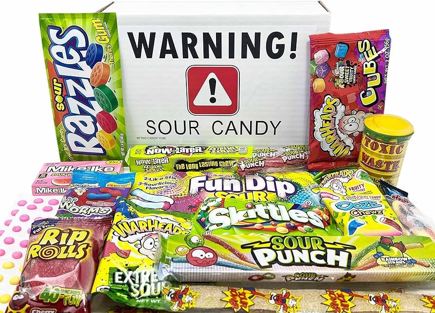 Super Sour Candy Variety Pack Gift Basket Box Care Package for Birthdays, Thank You, Thinking of ... | Amazon (US)