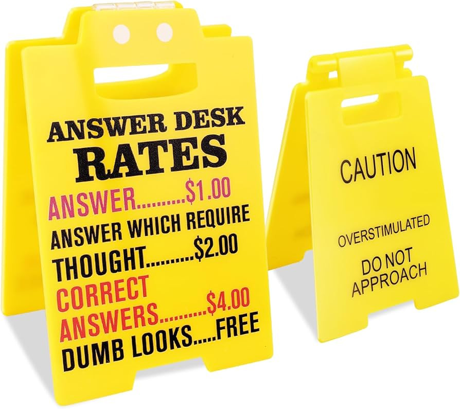 2Pcs Caution Overstimulated Desk Sign Answer Desk Rates Acrylic Sign Funny Office Gag Gifts for C... | Amazon (US)