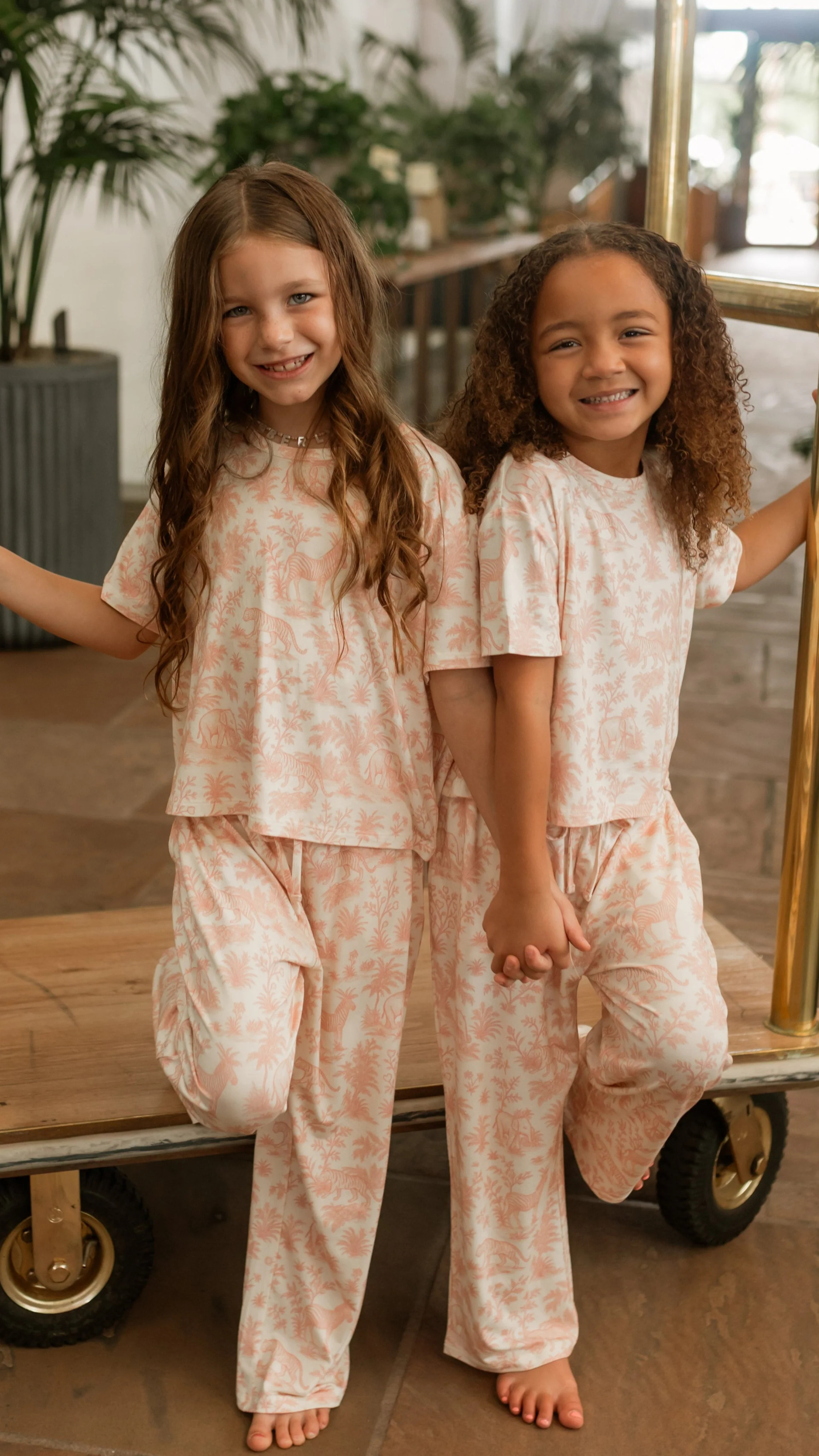 Girl's T-shirt and Pants Set in Pink Safari | Silks Design