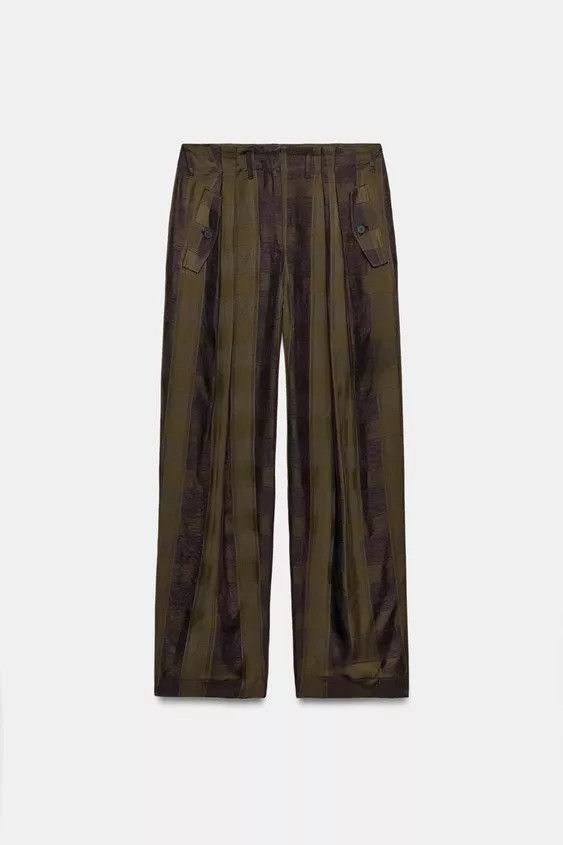 ZW COLLECTION FLOWY PLAID PANTS | Zara US