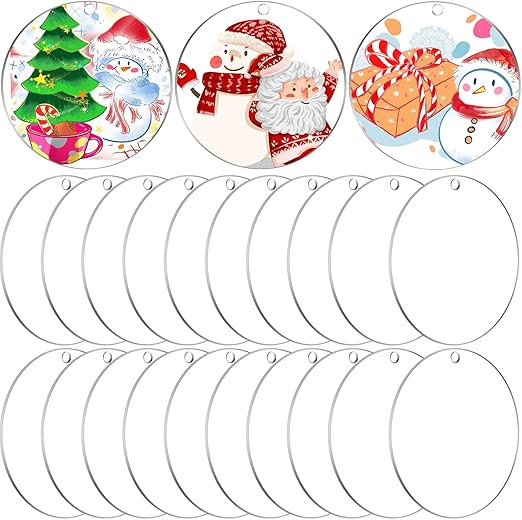 50Pcs Acrylic Ornament Blanks, Caffox 3 Inch Round Circle Acrylic Blanks Bulk for Vinyl Clear Acr... | Amazon (US)