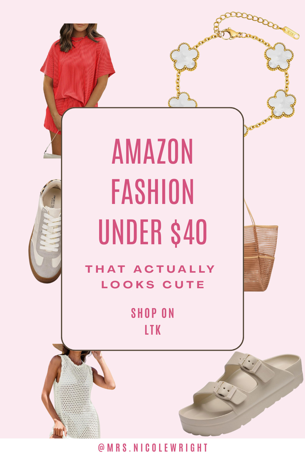 Amazon fashion under $40 that actually looks cute — yes it exists! 😂 These are my current favorite affordable pieces I've been wearing as a mom of 3. The red 2 piece outfit, crochet dress, sneakers, sandals, tote and necklace are all linked below. Everything is under $40 and mom approved! Drop a ❤️ if you want more affordable fashion finds! 

 #LTKootd #LTKmomlife #LTKMidsize
