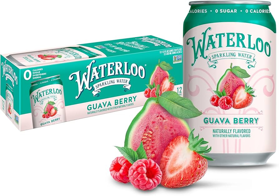Waterloo Sparkling Water, Guava Berry Naturally Flavored, 12 Fl Oz Cans (Pack of 12) – Zero Cal... | Amazon (US)