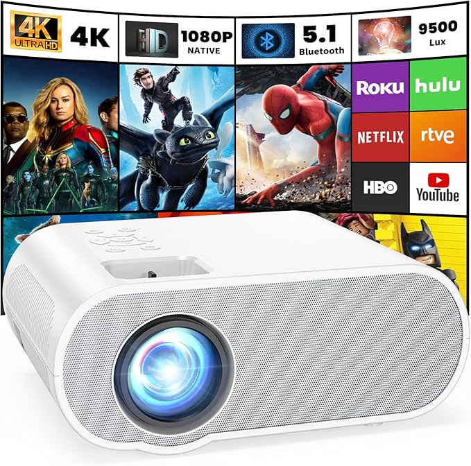 Projector, Native 1080P Full HD Bluetooth Projector with Speaker, Outdoor Portable Movie Mini Pro... | Amazon (US)