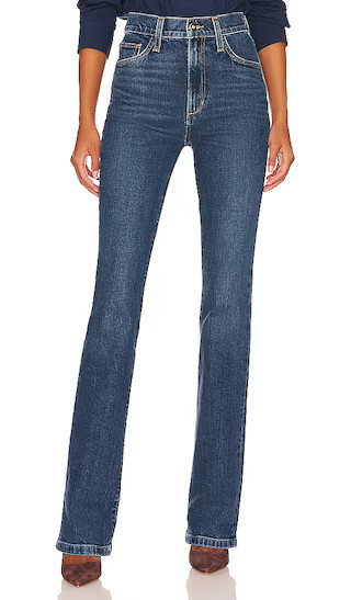 Favorite Daughter Valentina Super High Rise Boot Cut Jeans in Denim-Dark. - size 30 | Revolve Clothing (Global)