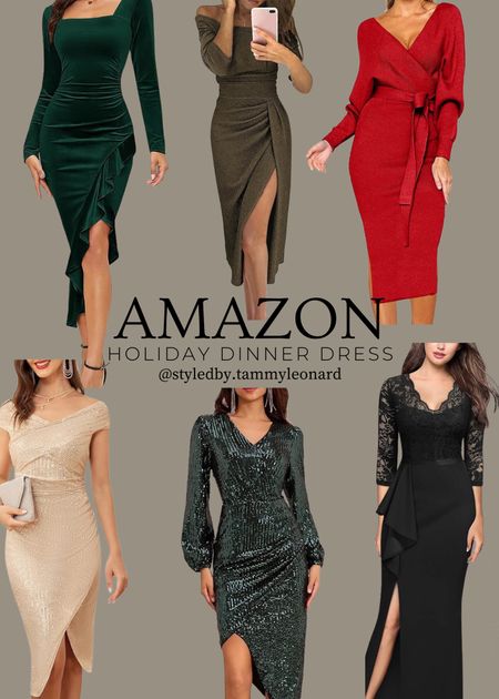 Holiday Dinner Dress round up of festive evening dresses. Modest and flattering dresses. Plus size dresses. 

#LTKmidsize #LTKplussize #LTKHoliday