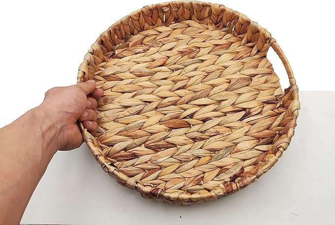 Amazon.com: ZKZNsmart Set of 3 Grass Weaving Tray，Hand-Weaving Natural Water Hyacinth Storage B... | Amazon (US)