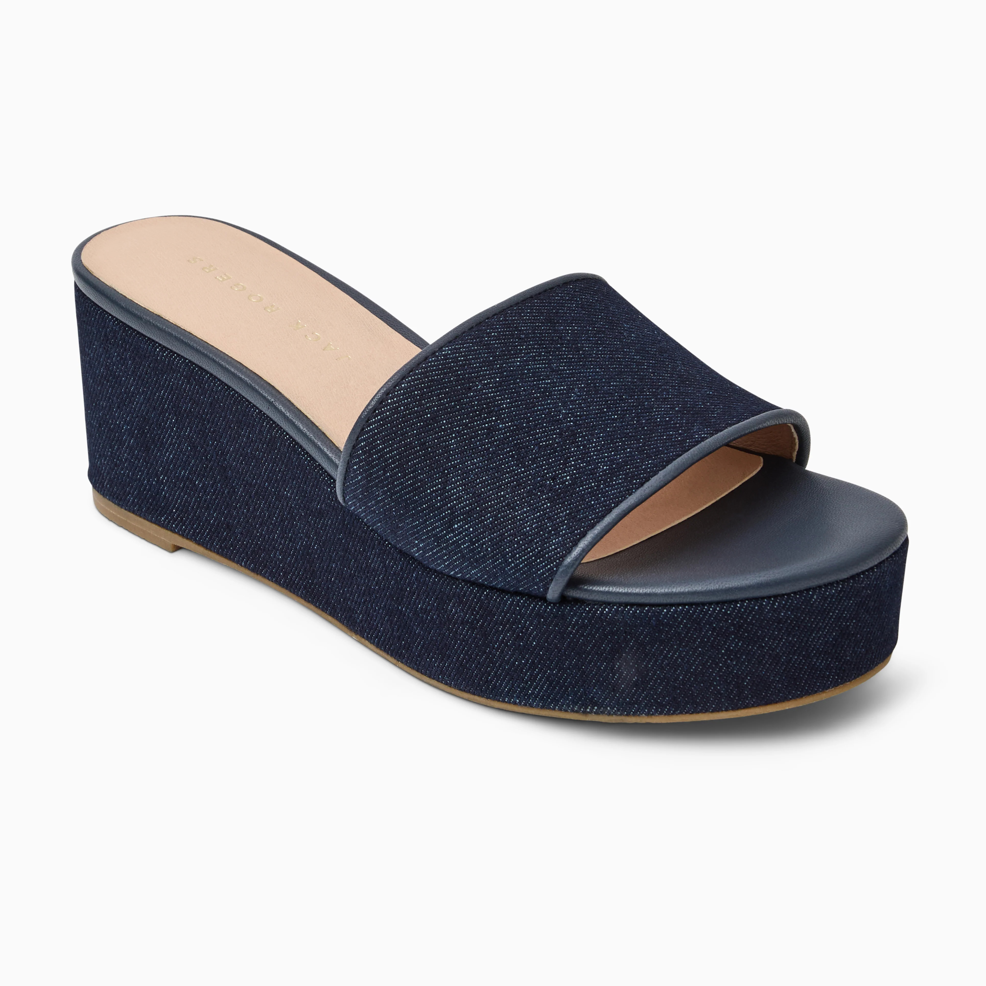 Jack Rogers Women's Bay Fabric Mid Wedge Heel Indigo (Size 7) | Jack Rogers