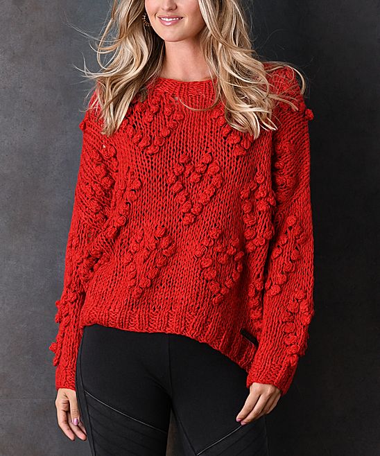 Red Geometric-Knit Sweater - Women | zulily