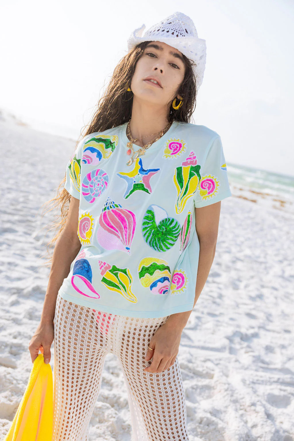 Light Blue Colorblock Shell Tee | Queen of Sparkles