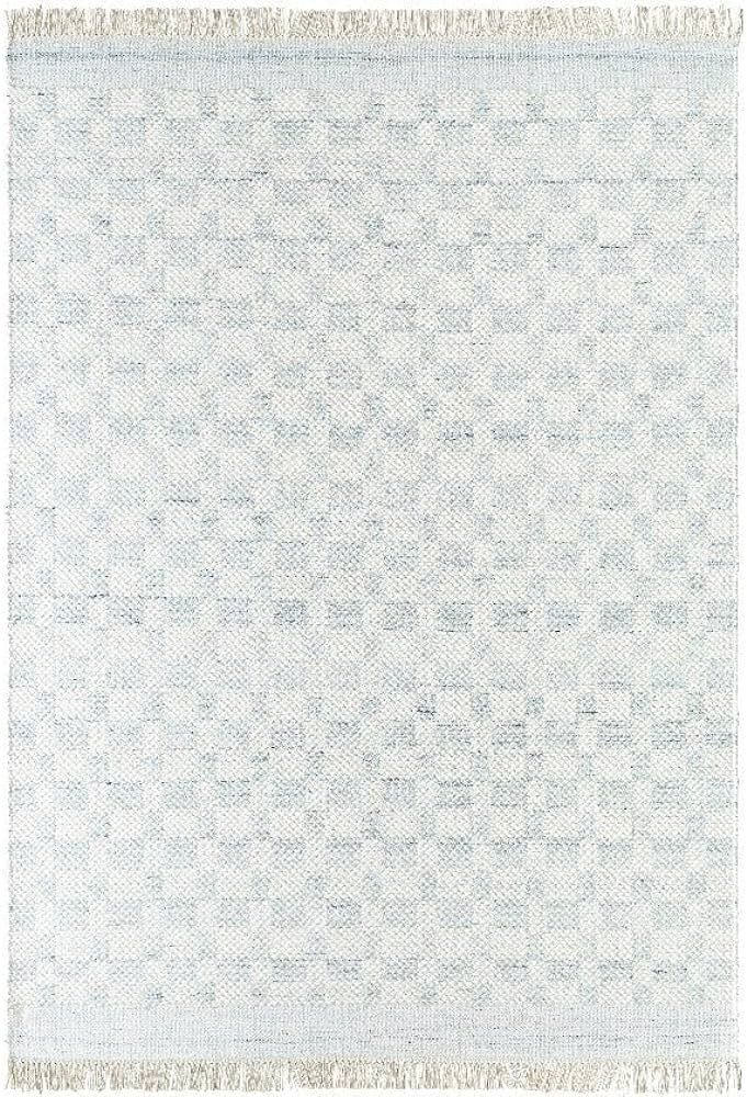 Mark&Day Wool Rugs, 8x10 Clinten Solid and Border Light Slate Area Rug, Cream Grey Carpet for Liv... | Amazon (US)