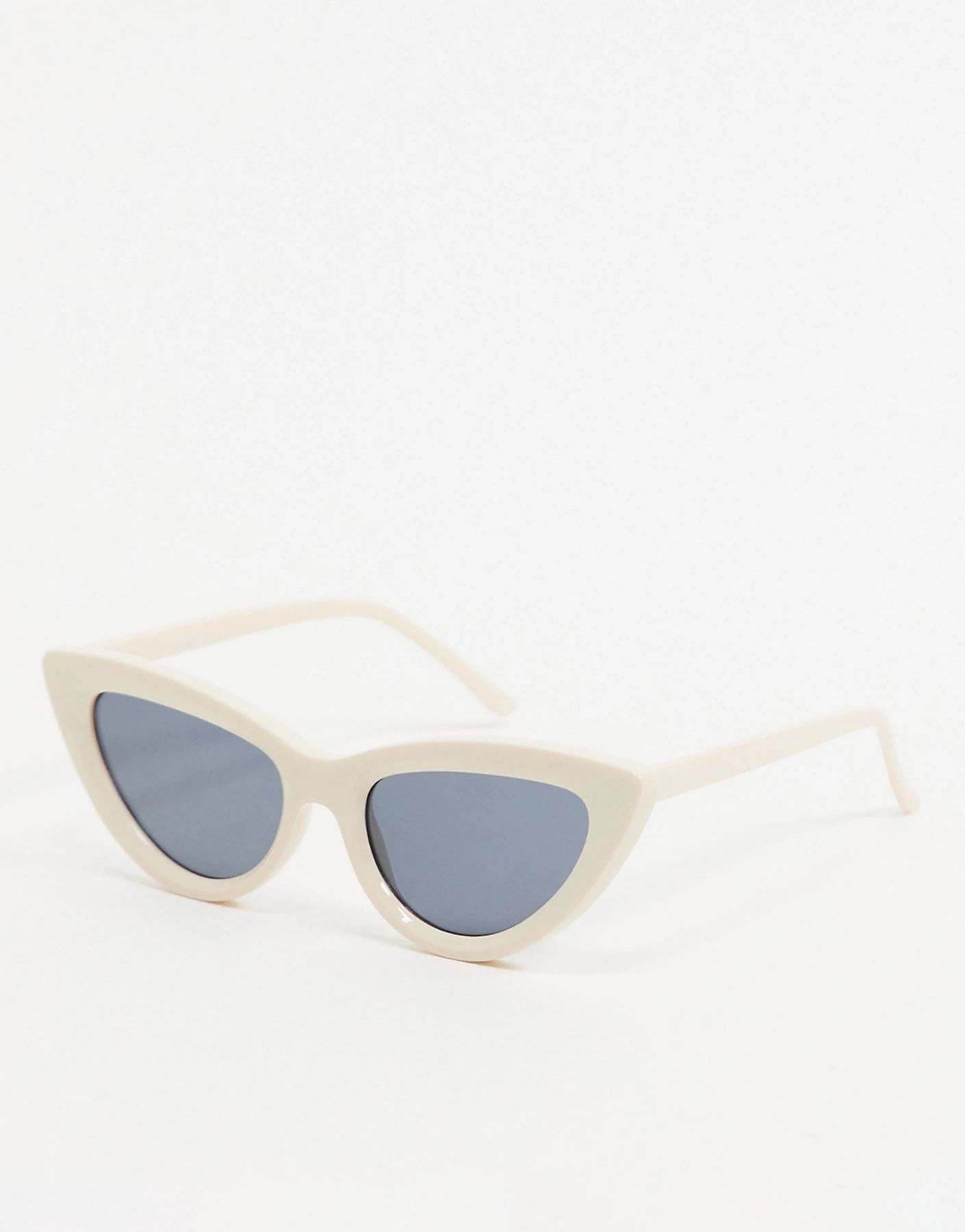 ASOS DESIGN frame cat eye beveled sunglasses in bone - WHITE | ASOS (Global)